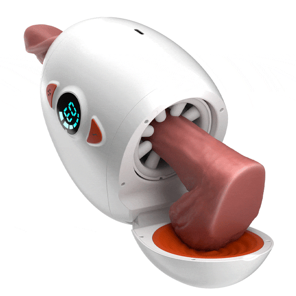 AlluriaToy Electric Male Masturbator with Rotating Piston, Glans Vibration & Testicle Massage