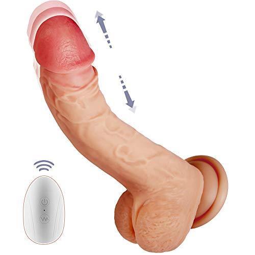 AlluriaToy 8.5-Inch 8 Mode Vibrating Thrusting Rotating Heating Remote Control Realistic Dildo