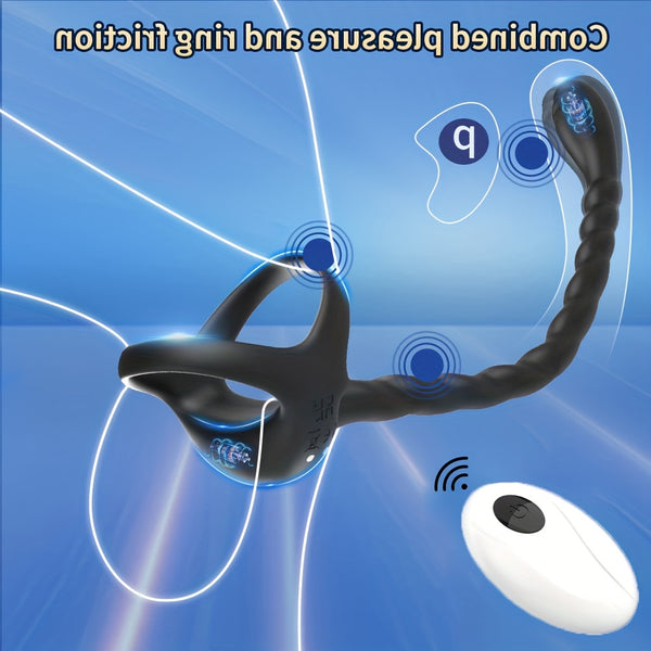 1pc Vibrating Cock Ring Prostate Stimulator With Double Mini Bullets, Anal Adult Couples Sex Toys For Men, Remote Control Anal Butt Plug Prostate Massager Penis Ring Vibrator Male Sex Toy, 10 Modes Silicone Vibrators For Men Pleasure